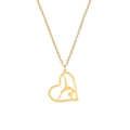 Collier en acier inoxydable doré avec pendentif cœur évidé et silhouette de gymnaste - Or Cœur Gymnastique 1