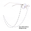 Chaîne de lunettes en perles argentées avec détails en cœur et attaches silicone - Style Perle - Blanc (SUNGSS201902-W)