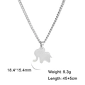 Silver minimalist elephant pendant necklace in polished stainless steel style - Silver Small Elephant Style