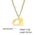 Detail of gold elephant pendant with dimensions 32.9x24.8mm and 11.6g weight metrics - Gold Hollow Elephant Style