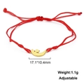 Verstellbares rotes Seilarmband mit Anhängern aus Goldmond und Stern-Edelstahl - Stern und Mond-Stil-Goldfarbe