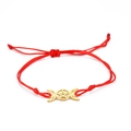 Rotes geflochtenes Armband mit goldenem Dreifachmond-Pentagramm-Symbolanhänger - Rotes Seil Goldener Anhänger / Gold
