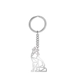 Porte-clés en acier inoxydable avec pendentif en forme de tête de loup évidé géométrique - Loup Hurlant (KSS2019082019-Wolf)
