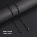 Collar de cadena box de acero negro, 60 cm de largo y 15,5 g de peso con cierre de langosta - Cadena de caja / Estilo Largo / Negro