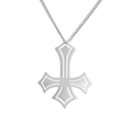 Polished silver stainless steel necklace featuring a punk style inverted cross pendant - Steel