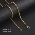 Collar de cadena box dorada en acero inoxidable de 60cm y 15,5g con cierre de langosta - Cadena de caja / Estilo Largo / Dorado