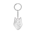 Porte-clés en acier inoxydable argenté avec pendentif tête de loup creux - Tête de Loup 3D (KSS2019082008-Wolf Head)