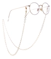 Champagne gold round metal glasses with decorative anti-slip link chain necklace - Gold