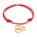 Adjustable red cord bracelet with golden stainless steel double Mars male symbols pendant - Gold