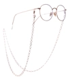 Elegant rose gold round glasses with matching delicate metal chain on white background - Rose Gold