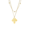 Collier double rang en acier inoxydable doré avec perles et pendentif champignon - Pendentif Champignon Ajouré / Or