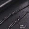 Cordón de collar de cuerda trenzada negra ajustable con nudo corredizo, ligero 1,1g - Cordón encerado ajustable / Estilo Ligero / Negro