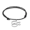 Black braided cord bracelet with silver double male symbol charm for gay pride - Steel