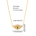Detail of gold evil eye necklace with green stone and white zircon stones dimensions - Evil Eye Single Pendant Necklace (ZHN1127) / Gold