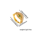 Detailed size specifications of the gold evil eye ring with green stone and pavé accents - Evil Eye Ring (ZHR1129) / Gold