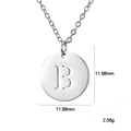 Collana con pendente rotondo in acciaio inossidabile argento con lettera B incisa - Lettera B