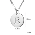 Silver stainless steel circle necklace with hollowed letter E pendant, 12mm size - Letter E