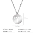 Silver Aries zodiac necklace with 11.9mm round hollow pendant and 520mm chain - Aries Hollow Out
