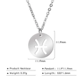 Pisces zodiac round hollow pendant necklace in stainless steel with 520mm chain length - Pisces Hollow Out