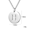 Minimalist silver titanium steel round pendant necklace featuring capital letter H - Letter H
