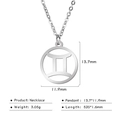 Silver stainless steel Gemini zodiac cutout circular pendant necklace for women - Gemini