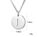 Minimalist silver titanium steel necklace featuring a round 12mm letter I pendant - Letter I