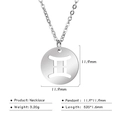 Silver hollow Gemini zodiac pendant necklace in polished stainless steel coin style - Gemini Hollow Out