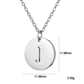 Sleek stainless steel necklace featuring a round 12mm pendant with cutout letter J - Letter J