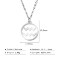 Silver Aquarius zodiac necklace with a circular hollow wave pendant in stainless steel - Aquarius