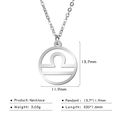 Silver stainless steel Libra zodiac pendant necklace with circular hollow design - Libra