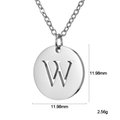 Polished silver titanium steel necklace with circular pendant featuring capital letter W - Letter W