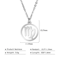 Silver stainless steel Virgo zodiac pendant necklace with hollow circular design - Virgo