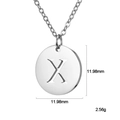 Minimalist silver titanium steel necklace featuring a 12mm round pendant with letter X - Letter X