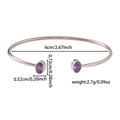 Dettaglio del bracciale aperto argento con diametro 6 cm e gemme viola alle punte - Stile Gemma Viola (ZHG2257) / Colore acciaio