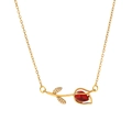 Gouden tulpenketting met rode kattenoogsteen en micro-pave gezette zirkonia steentjes - Rode roos-stijl (ZHN1158 Rood)