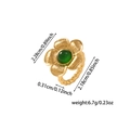 Detailed view of vintage gold flower ring with turquoise stone and dimension measurements - Gold-Emerald Green Stone