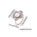 Detailed size specifications for a vintage flower ring with pearl and textured band - Silver - White Artificial Pearl