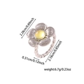 Detail showing dimensions of flower ring with yellow gemstone and twisted band - Silver-Bright Yellow Stone