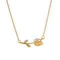 Collana con ciondolo a tulipano dorato con cristallo giallo e accenti di zircone - Stile rosa rosa (ZHN1158 Rosa)