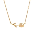 Gouden tulp ketting met micro-pave kristallen en een lichtroze kattenoog steen - Witte tulp-stijl (ZHN1158 Wit)