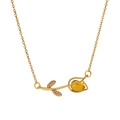Elegante goudkleurige tulpenketting met gele edelsteen en micro-ingelegde zirkoniasteentjes - Gele tulp-stijl (ZHN1158 Geel)
