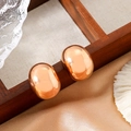 Minimalistische roségoldene Croissant-Creolen aus langlebigem Edelstahl für Damen - Glattes Oval (ZHE934) / Gold