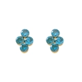 Orecchini in acciaio dorato con quattro pietre di zircone blu in forma di rombo - Stile Fiore in Zircona (ZHE1180-Blu) / Blu
