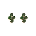 Orecchini a perno in acciaio al titanio dorato con quattro gemme verdi rotonde - Stile Fiore in Zircona (ZHE1180-Verde)