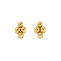 Orecchini a perno in acciaio al titanio dorato lucido con quattro perline a forma di rombo - Stile Grappolo di Sfere in Metallo (ZHE1181-Oro)