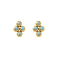Orecchini a perno in acciaio al titanio dorato con quattro perline di turchese a croce - Stile Look Turchese (ZHE1181-Blu)