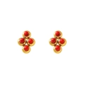 Eleganti orecchini a lobo in acciaio al titanio dorato con perline rosse - Stile Perla Retrò (ZHE1181-Rosso)