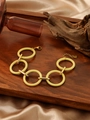 Close-up of yellow acrylic rings and stainless steel links on a decorative wood tray - Style (ZHB560 Yellow)