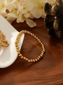 Polished golden stainless steel bead bracelet with elastic design for modern cool girls - 4mm Round Bead Style (ZHB1209) / Gold