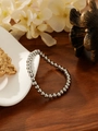 Polished silver beaded bracelet made of uniform metallic round beads in minimalist style - 4mm Round Bead Style (ZHB1209) / Steel